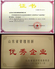 苏州变压器厂家优秀管理企业证书
